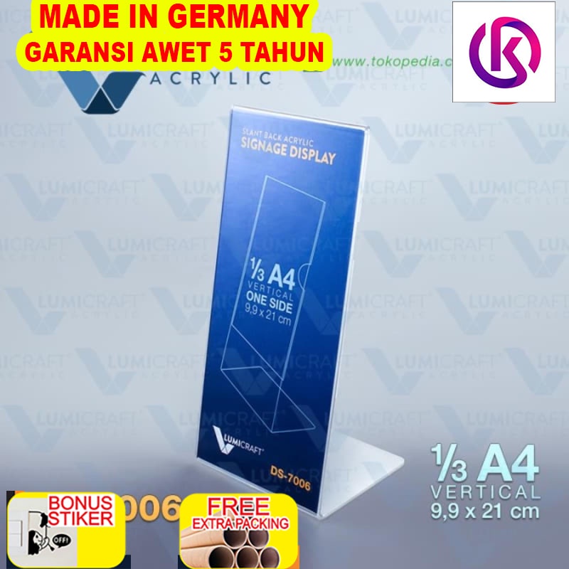 

Murah Name/Label Display/Stand Acrylic/Akrilik Model L / Slant Back - 1/3 A4