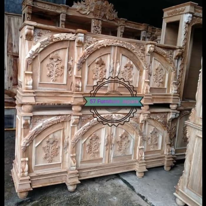Bivet panjang jati mentahan - Bufet tv panjang 200cm full ukir Jepara
