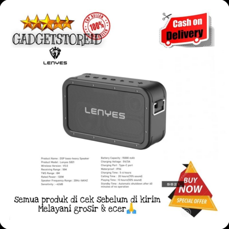 GG - Speaker bluetooth Lenyes S821 120W DSP bass heavy speaker wireless waterproof hi-fi bass origin