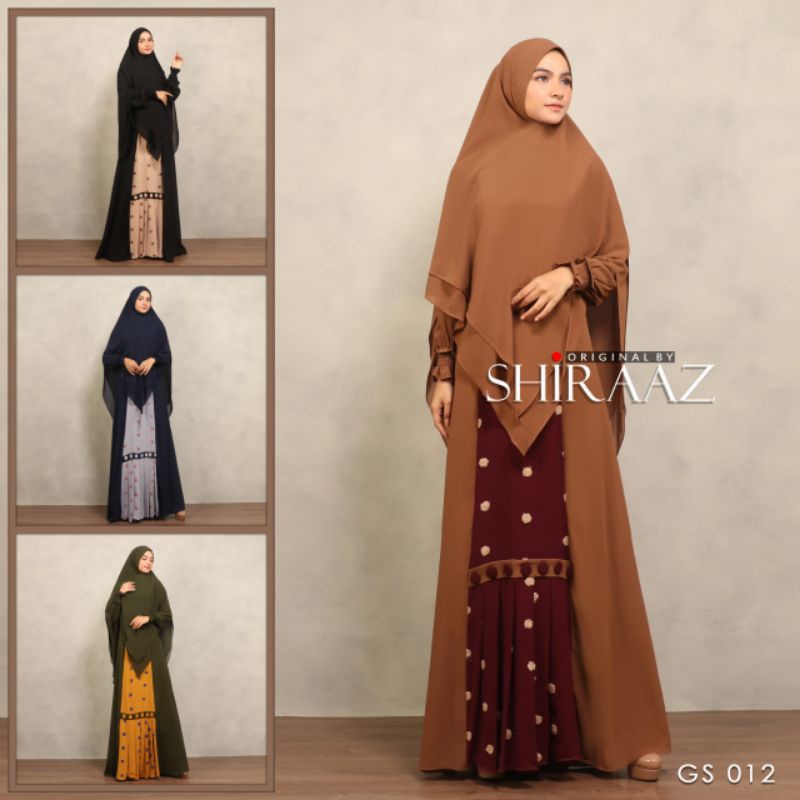 Gamis syarii GS 012 kombinasi crincle pompom by shiraaz