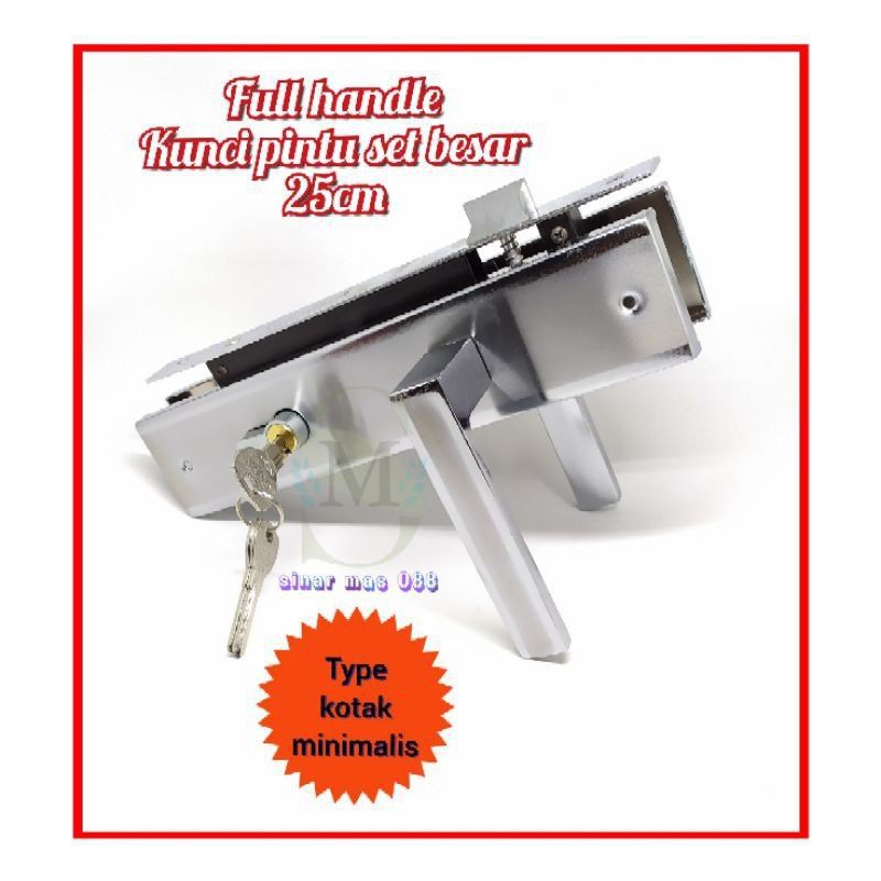 KUNCI PINTU SET BESAR  25 CM PUTIH - HANDLE PINTU RUMAH - FULL HANDLE BAGUS MURAH