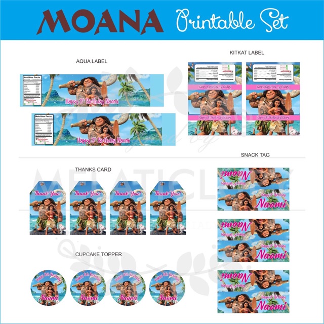 

Moana birthday label