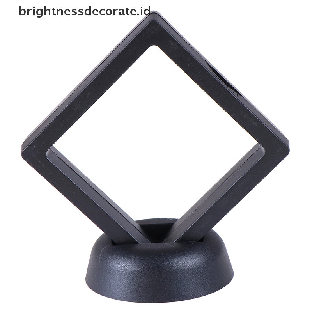 Kotak Bingkai Display Perhiasan Koin 3d Warna Hitam Ukuran 70x70mm Dengan Stand