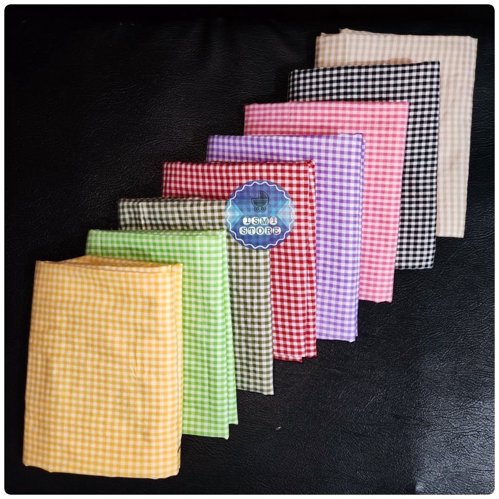 Kain Kotak-kotak Gingham 0.8 / 4 mm Lebar 150 cm/1,5 Meter HARGA 1 ROLL  Bahan Katun Polyester Kain Estetik Gaya Korea