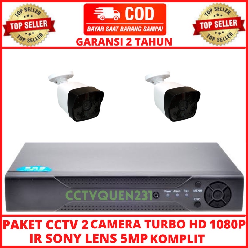 PAKET CCTV 4 CHANNEL 2 KAMERA TURBO HD 5MP IR SONY 1080P KOMPLIT TINGGAL PASANG