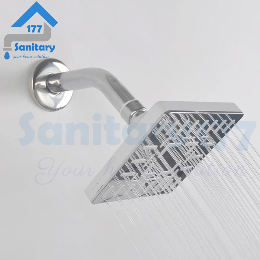 Wall Shower Tembok Kotak Mini 4 inch - Shower Pancuran Mandi Chrome Kotak Putih 1/2 inch WS2