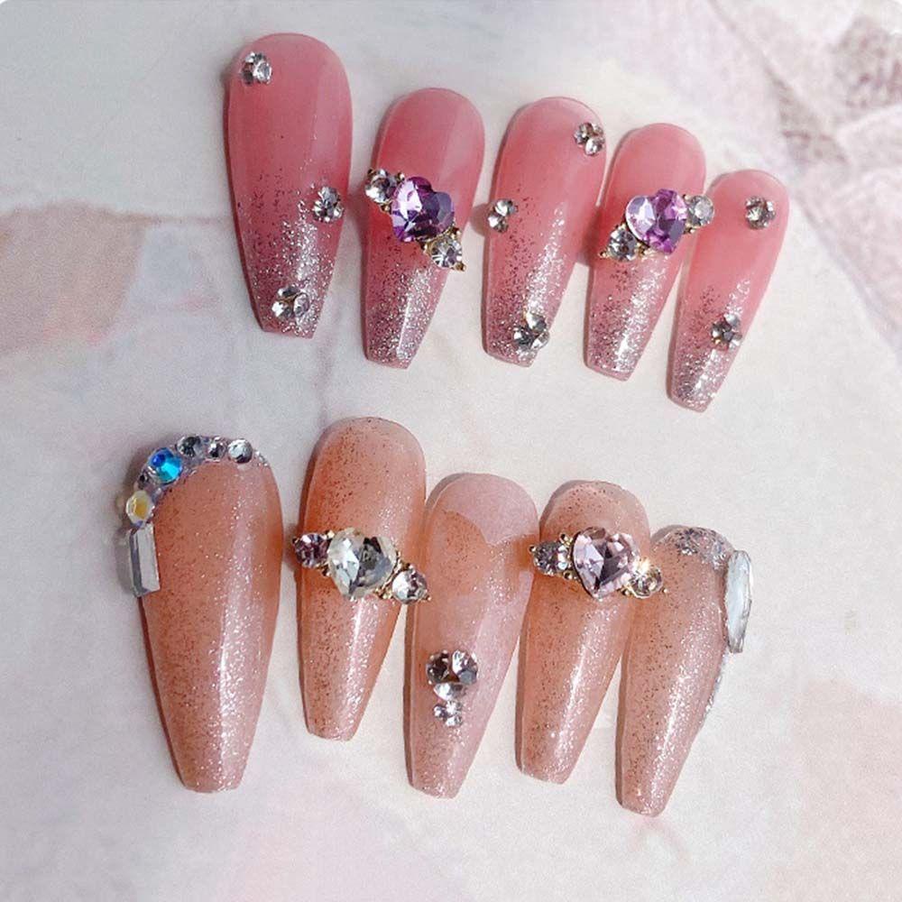 AUGUSTINA Agustina Jantung Kuku Berlian Buatan Mewah Fashion 3D Pesona Kuku Bentuk Cinta Nail Drills Nail Art Ornamen Zirkon Glitter Kuku Permata