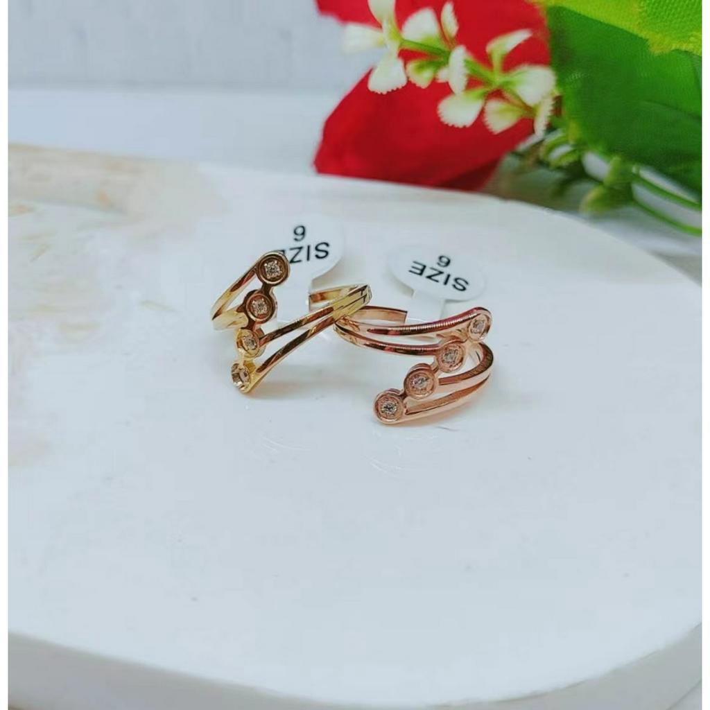 Cincin Titanium Permata Anti Karat Perhiasan Fashion R79/080