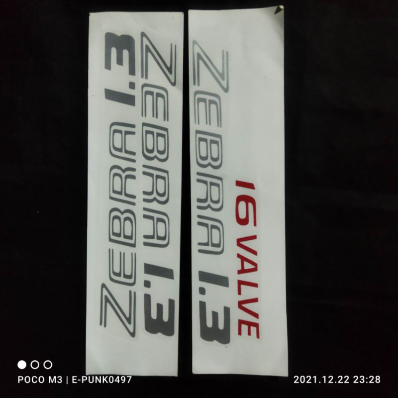 Sticker Pintu Daihatsu Zebra 1.3 Hitam 16 Valve
