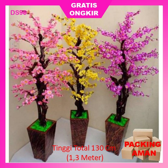   promo   bunga tanaman hias hiasan plastik besar artificial artifisial murah sakura indoor ruang ta
