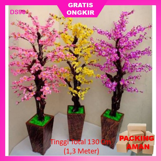 . PROMO Bunga Tanaman Hias Hiasan Plastik Besar Artificial Artifisial Murah Sakura Indoor Ruang Tamu Rumah