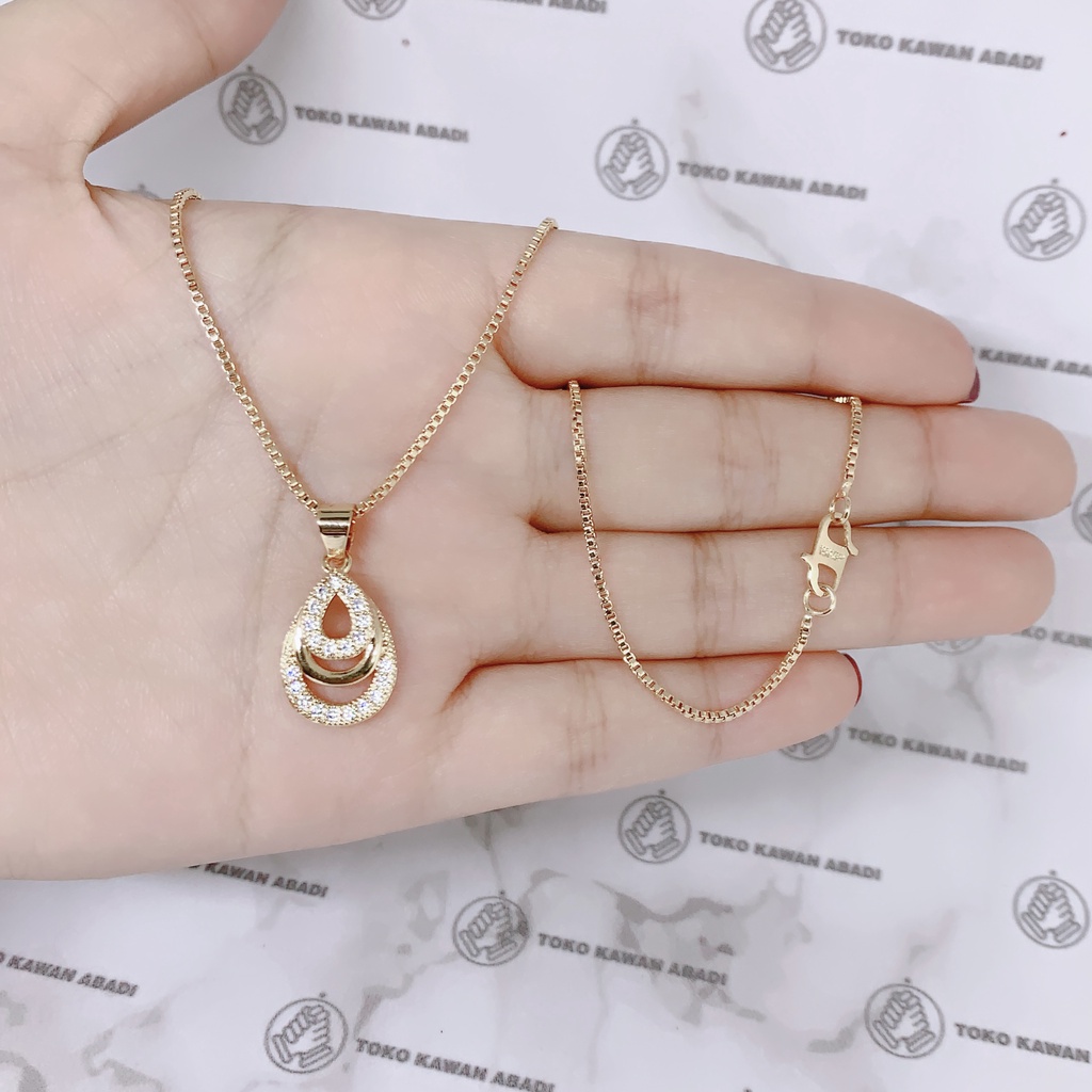 Kalung Xuping Gold Perhiasan Fashion Wanita liontin Permata Love Silang *13