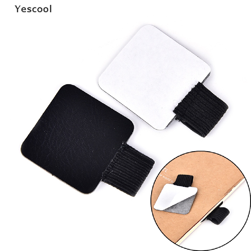 Yescool Klip Holder Pulpen Bahan Kulit PU Dengan Perekat Untuk Buku Catatan / Diary