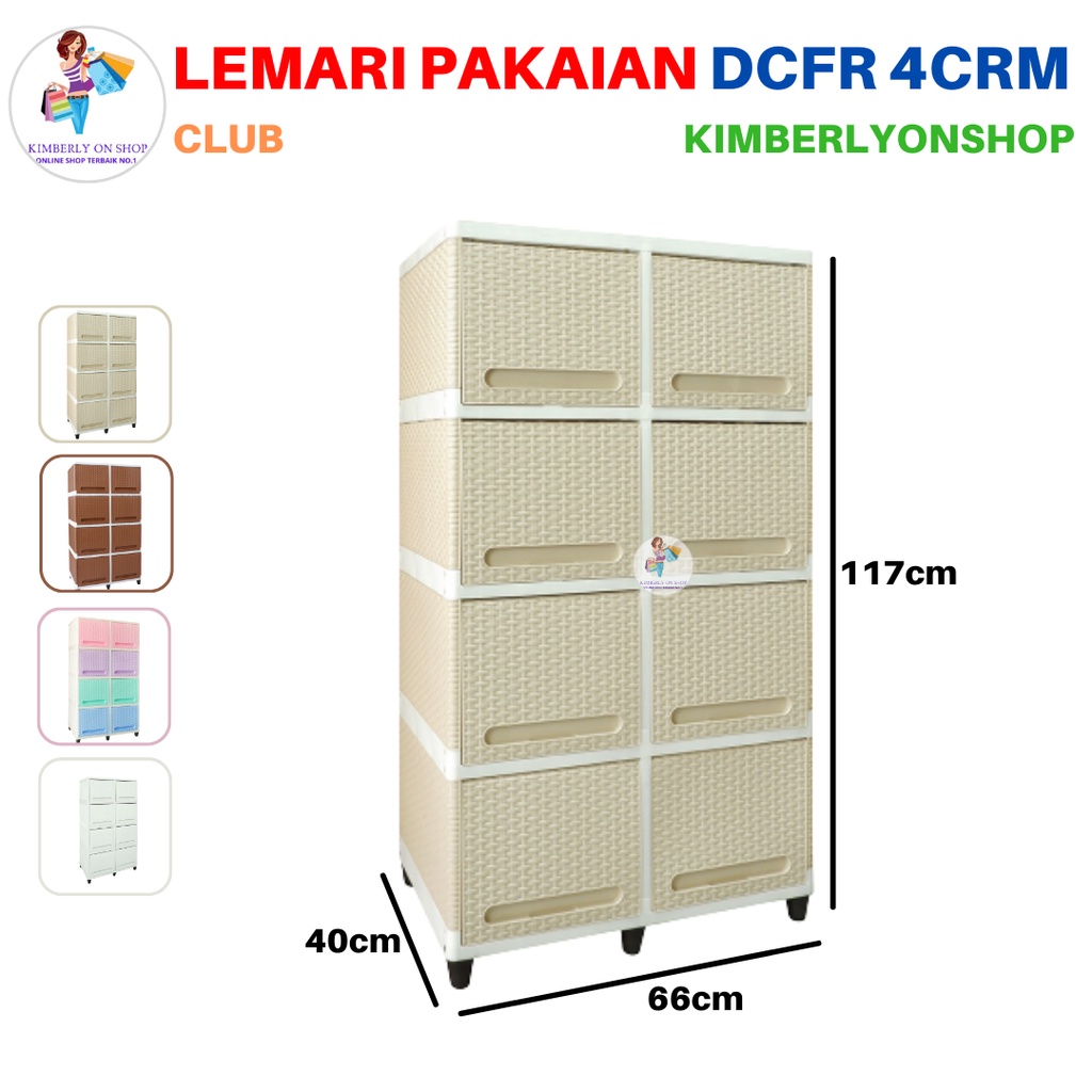 Lemari Pakaian Plastik Laci Clip Flip Double Susun 4 DCFR 4 Club