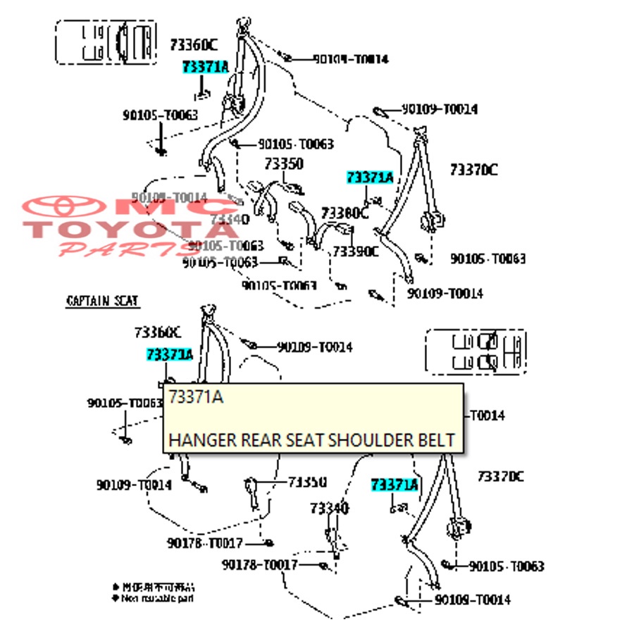 Penjepit / Hanger Safety Belt Kijang Innova Fortuner 73371-0K010-A0
