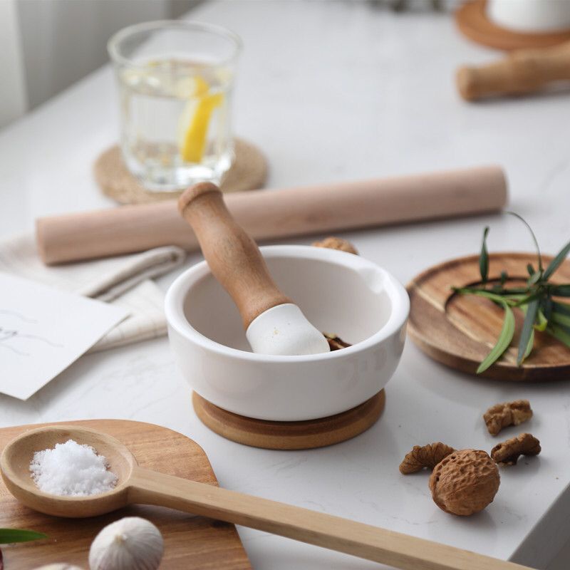 Ulekan Cobek Alu Estetic Nordic Style Bahan Keramik Ceramic Pestle and Mortar / Ulekan Estetik