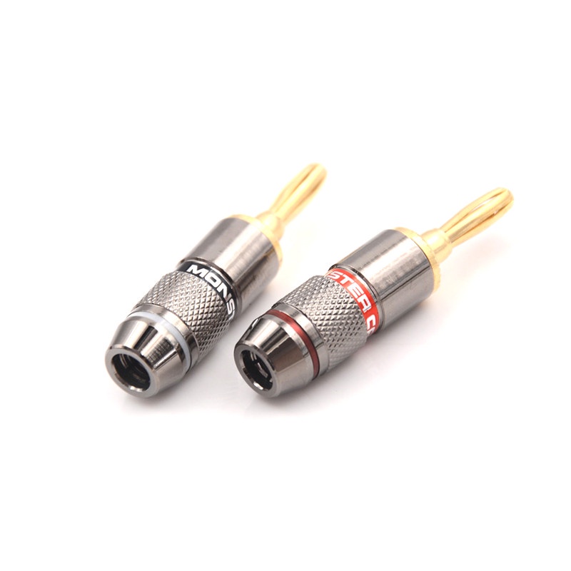 {LUCKID}4pcs Gold Plated BFA 4mm Banana Plug Male Speaker Connector Adapter