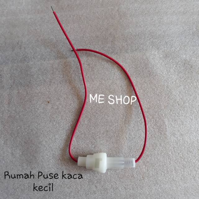 rumah puse kaca kecil pluss kabel - putih - tempat sikring kaca kecil pakai kabel