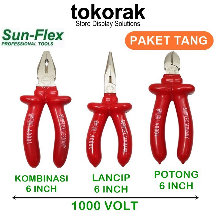 SUNFLEX TANG LISTRIK 6&quot; JEPIT KOMBINASI LANCIP POTONG SUN FLEX 6 INCH