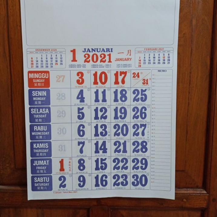 

R8Z Kalender Bulanan Kalender Kerja Angka Besar Ukuran 38 x 12 cm 2021 Ready￣