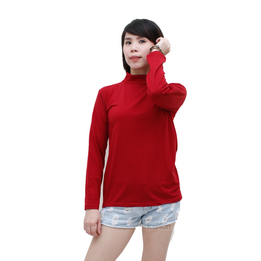 Manset Kaos Wanita TurtleNeck Lengan Panjang | Inner Katun Premium