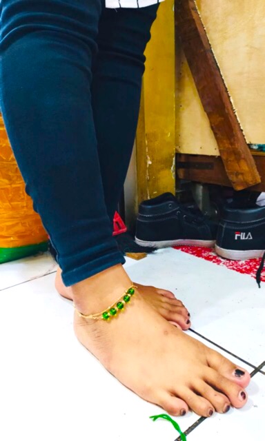 Gelang kaki wanita / gelang kaki dobel / gelang kaki batu / gelang kaki lapis emas / replika emas
