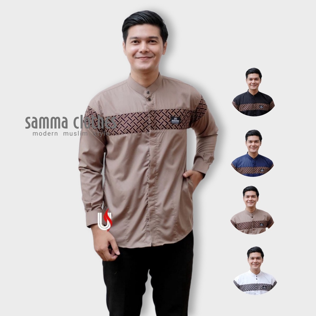 Samma Clothes Baju Koko Pria Koko Kobata Qynang Koko Warna Coklat Batik Baju Koko Dewasa Baju Koko L