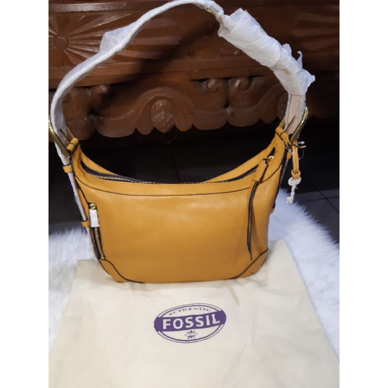 Fossil Hannah Hobo Amber Gold
