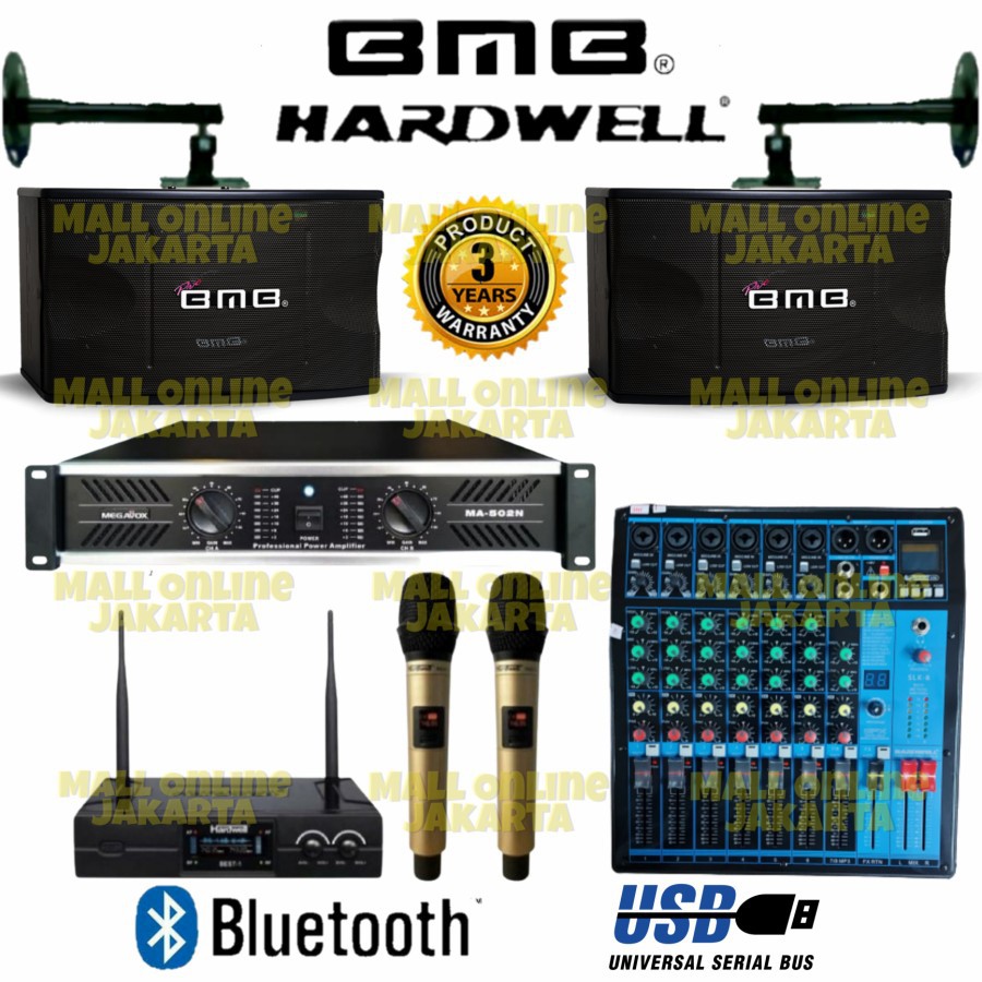 Paket Karaoke bmb 10 inch sound system mixer 8 channel hardwell