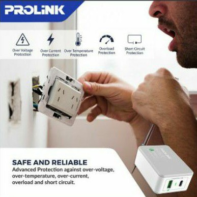 PROLiNK QC Qualcomm Quick Charger Travel 2-Port USB Type C 33W PTC23301