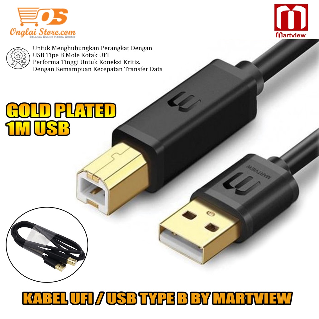 KABEL MARTVIEW USB 2.0 TYPE A TO B UFI CABLE (BEST HIGH QUALITY) 1 METER ORIGINAL
