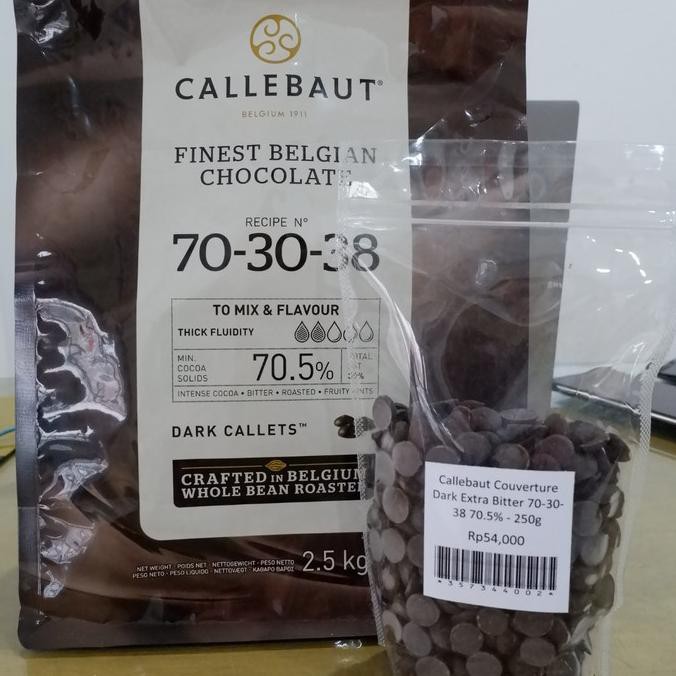 

coklat couverture callebaut dark extra bitter 70% repack 250 gr