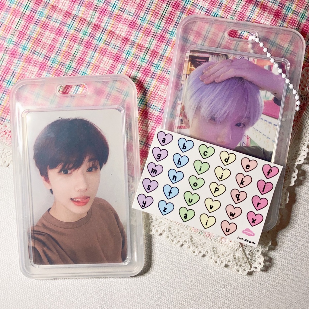 Clear Photocard Holder ID Card Case Plastik / Plastic Sticker Ballchain Deco