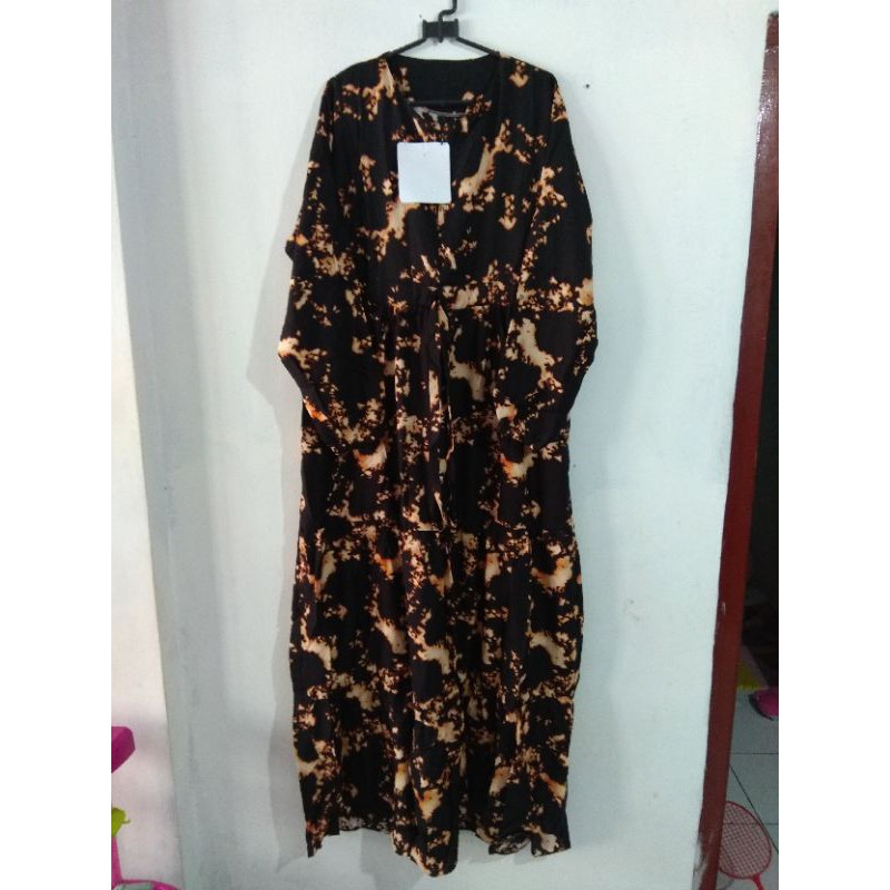 Gamis rayon motif tie dye petir