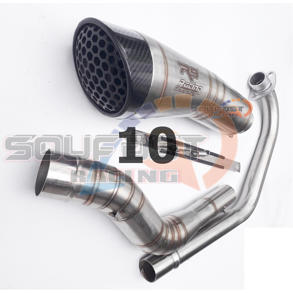 Knalpot R9 Vixion cbr150r cb150r r15 gsx satria fu mx king mx135 byson scorpio supra gtr sonic verza megapro xsr155 tiger aerox nmax vario lexi xmax scoopy beat mio xeon pcx adv-satria fu karbu