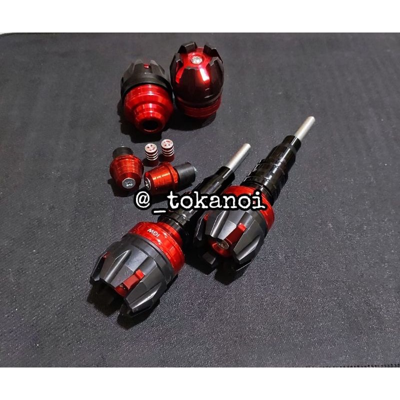 (PROMO PAKET NMAX,AEROX,LEXI) 2PCS JALU PELINDUNG KNALPOT+JALU AS RODA DEPAN YAMAHA+JALU STANG&amp;TUTUP PENTIL RODA