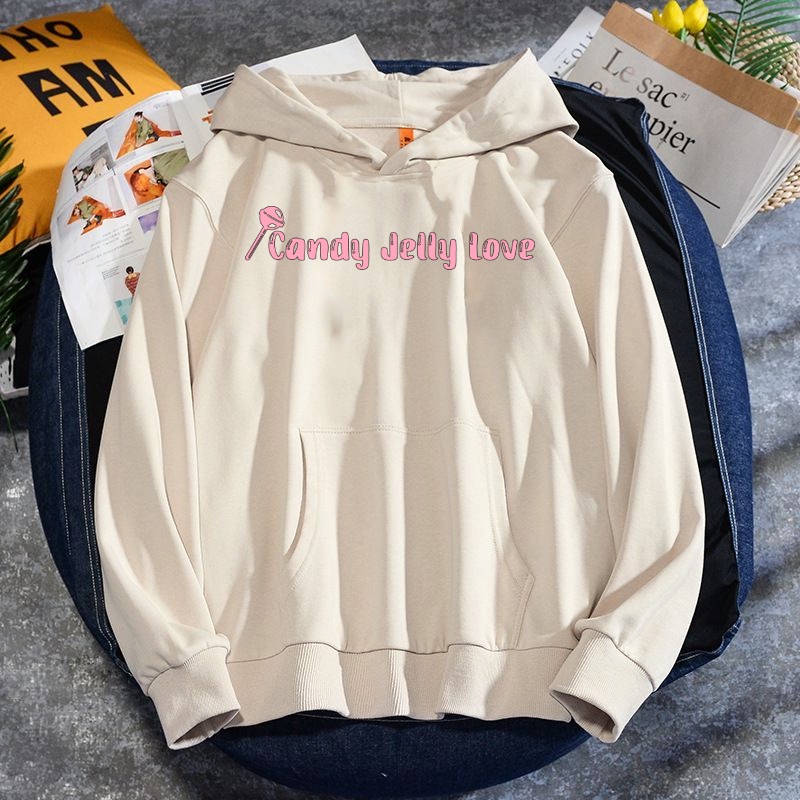 Candy Jelly Love Hoodie Wanita Kekinian Motif Lettering