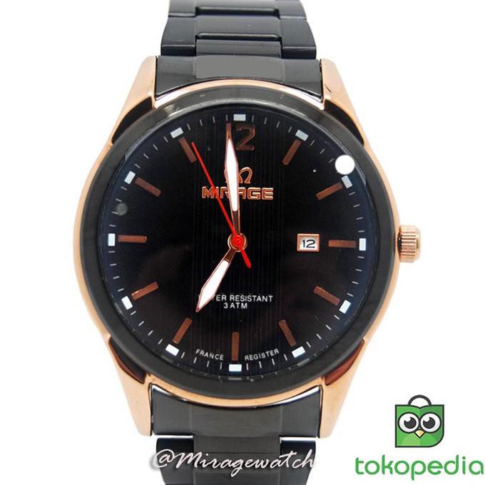 MIRAGE JAM TANGAN PRIA 7570M BLACK/ROSEGOLD