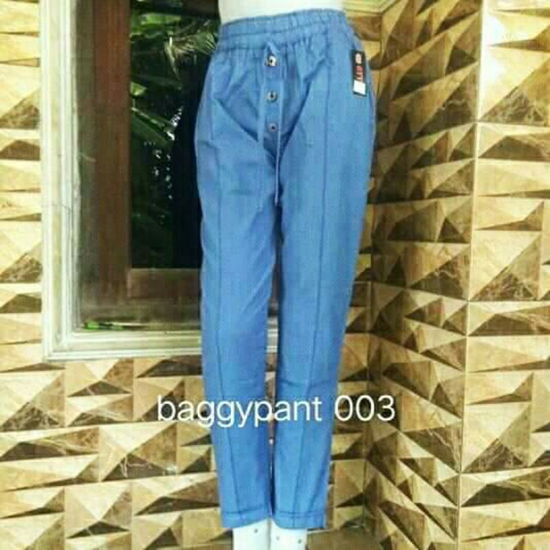 Jeans kulot wanita masa kini - all size - pinggang karet - tali depan - bahan  grey-kancing 3