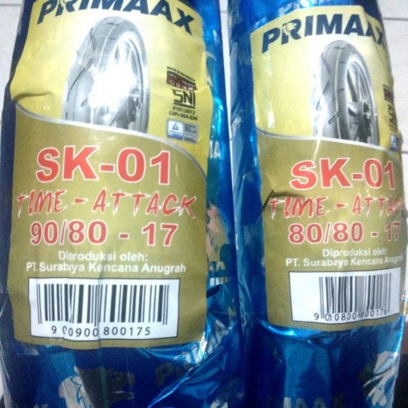PRIMAAX PAKET Sepasang SK-01 80/80 90/80-17 mtrr Bebek &Custom Ban Primax Time Attack Ring SK01