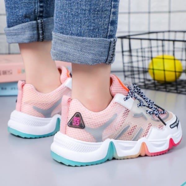 Qeede_Store RAINBOW Sepatu Casual Sneaker Non LED Korea Style Fashion Anak Size 26-37