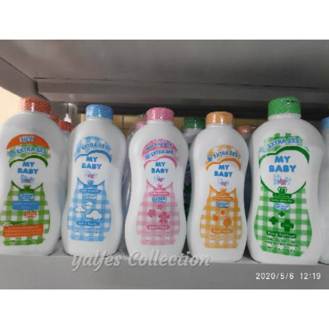 my baby powder 50 - 125 - 150 gr plus mybaby bedak bayi tabur extra 25 perawatan bayi biang keringat