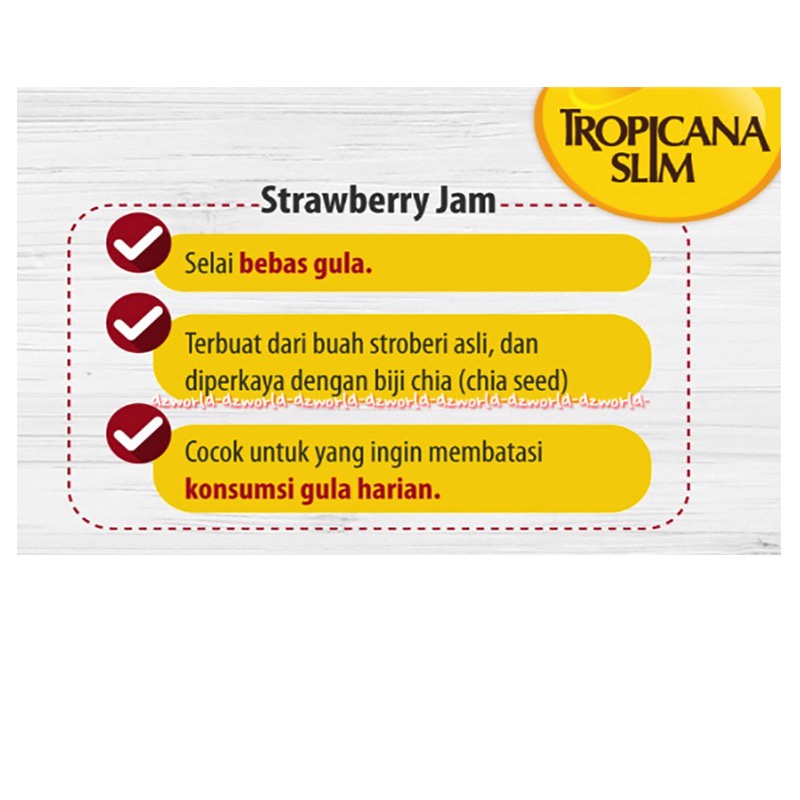 Tropicana Slim Strawberry Spread Jam 375gr Selai Pink Rasa Stroberi Rendah Gula Selai Untuk Diabet Diabetes TS Strawberi