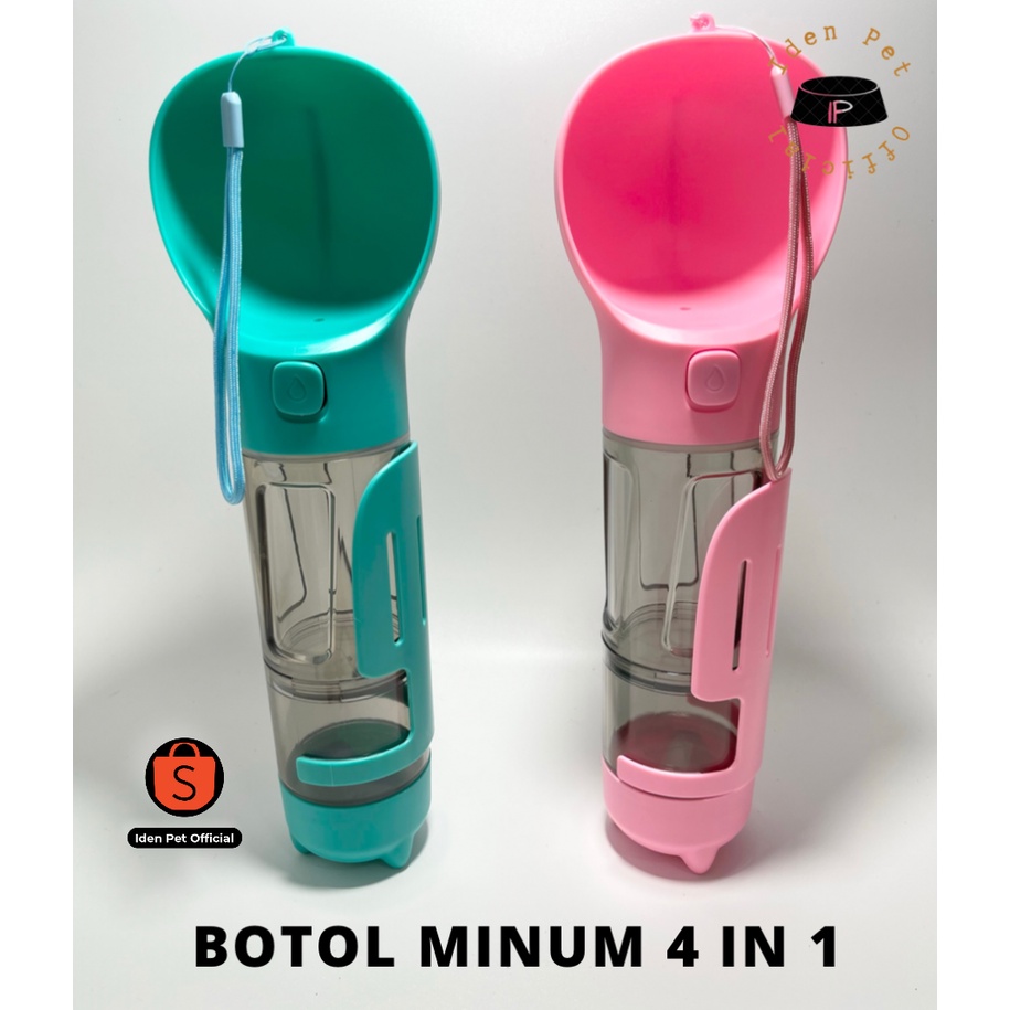 Dog Travel Bottle Botol Tempat Minum Anjing Kucing Portable Gantung 4 in 1 + Sekop Serokan Poop