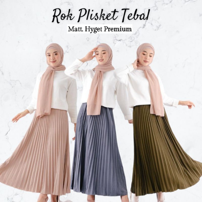 ROK PLISKET HYGET PREMIUM (TEBAL) / Rok Plisket / Rok Panjang / Rok XL