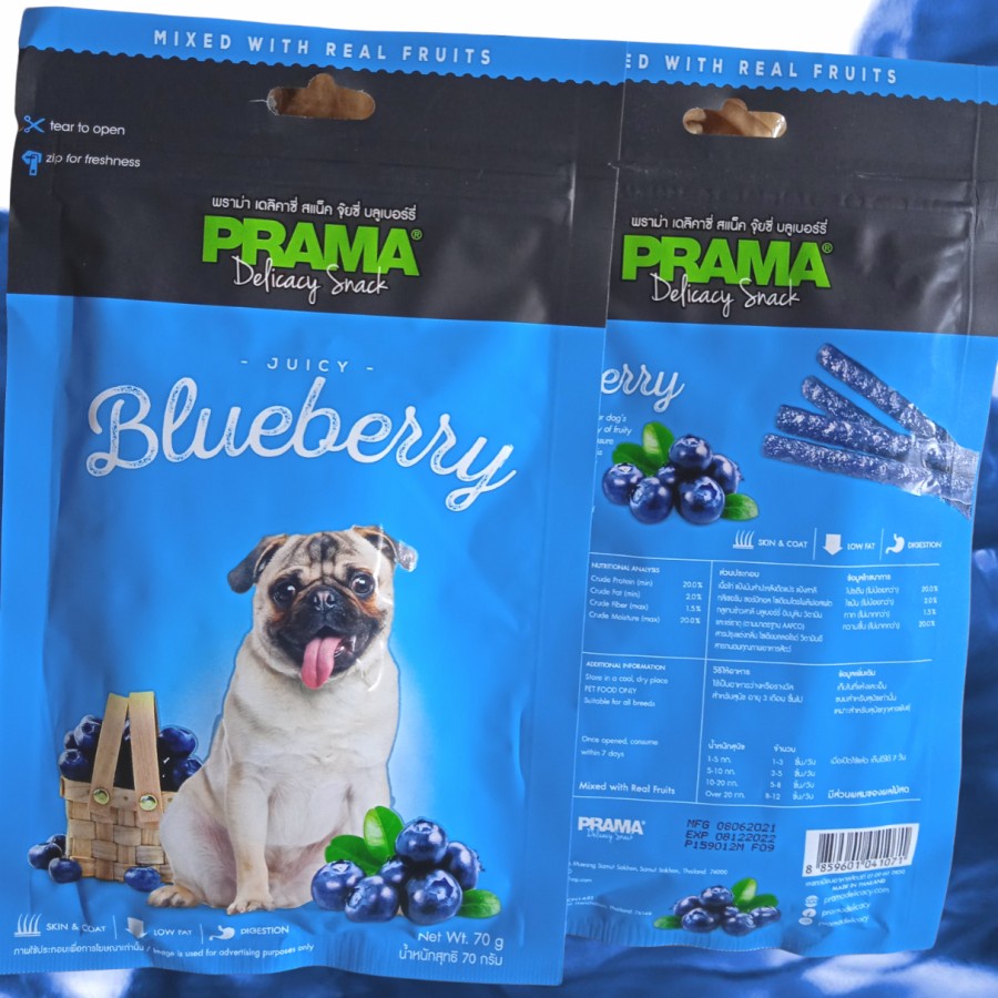 PRAMA SNACK ANJING 70g / DELICACY SNACK 70g RASA BLUEBERRY