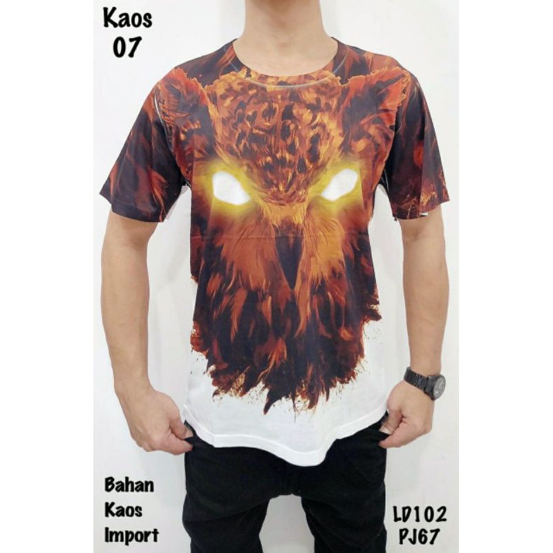 Kaos pria Import 07 motif Owl BURHAN (BURung HANtu)
