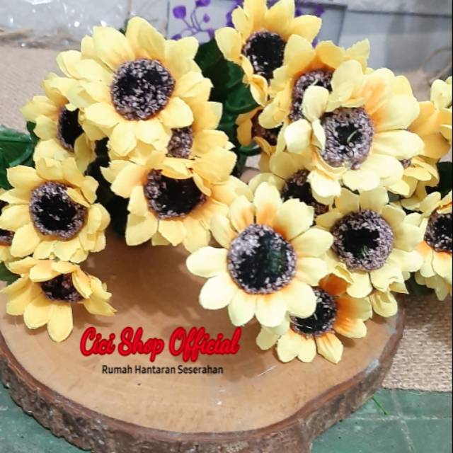 Bunga matahari 8cm besar/sunflower artificial/sunflower artifisial/bunga artifisial/bunga plastik