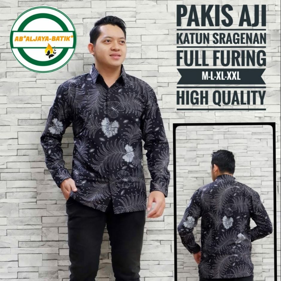 Kemeja Batik Panjang Lapis Furing Batik Lengan Panjang Terbaru PEKSI AJI PANJANG Baju Batik Hitam