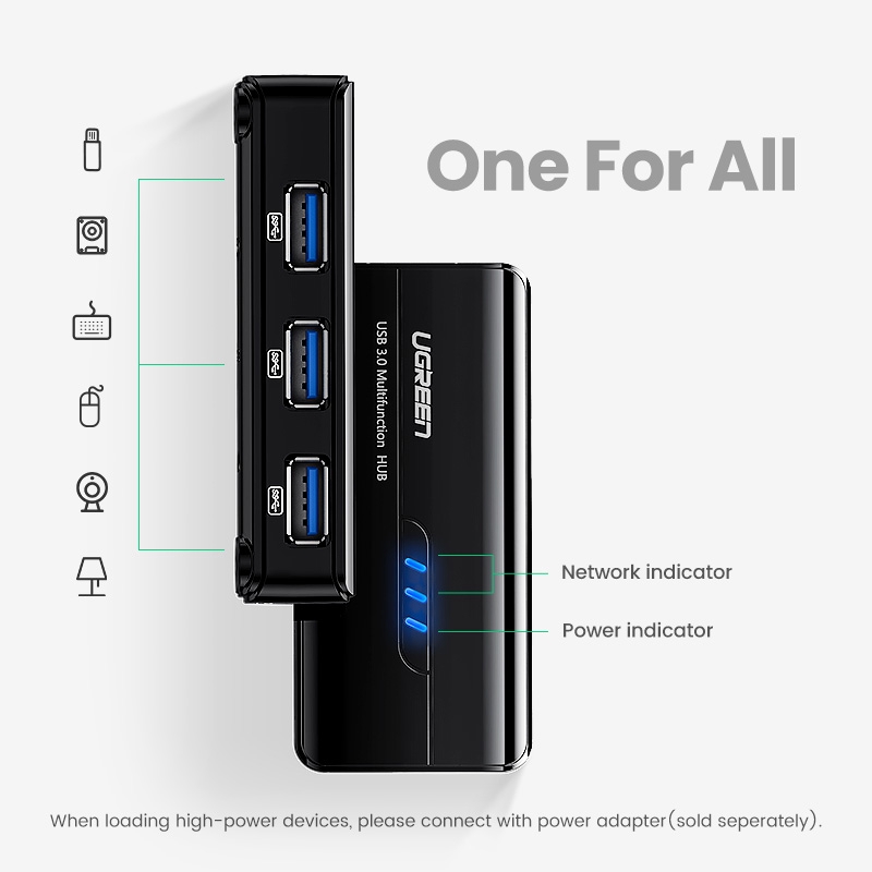 【Stok Produk di Indonesia】Ugreen Adapter usb hubJaringan LAN Ethernet USB 3.0 1000Mbps Untuk xiaomi mi box Mac OS Chromebook Nintendo Switch Windows 10 Laptop